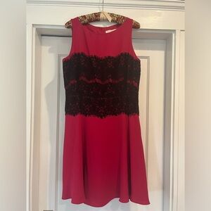 Loft Pink and Black Lace Dress Size 10 NWT